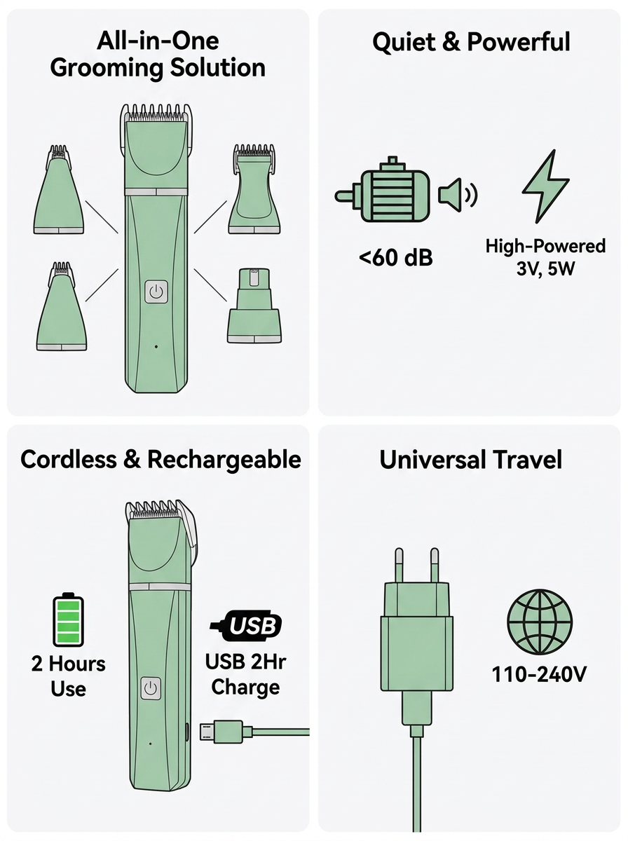 4 in 1 Electric Pet Grooming Kit