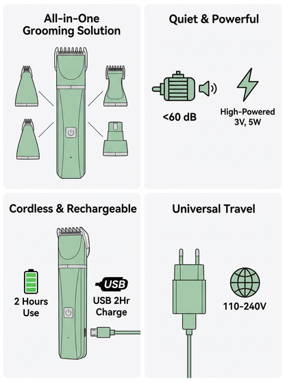 4 in 1 Electric Pet Grooming Kit